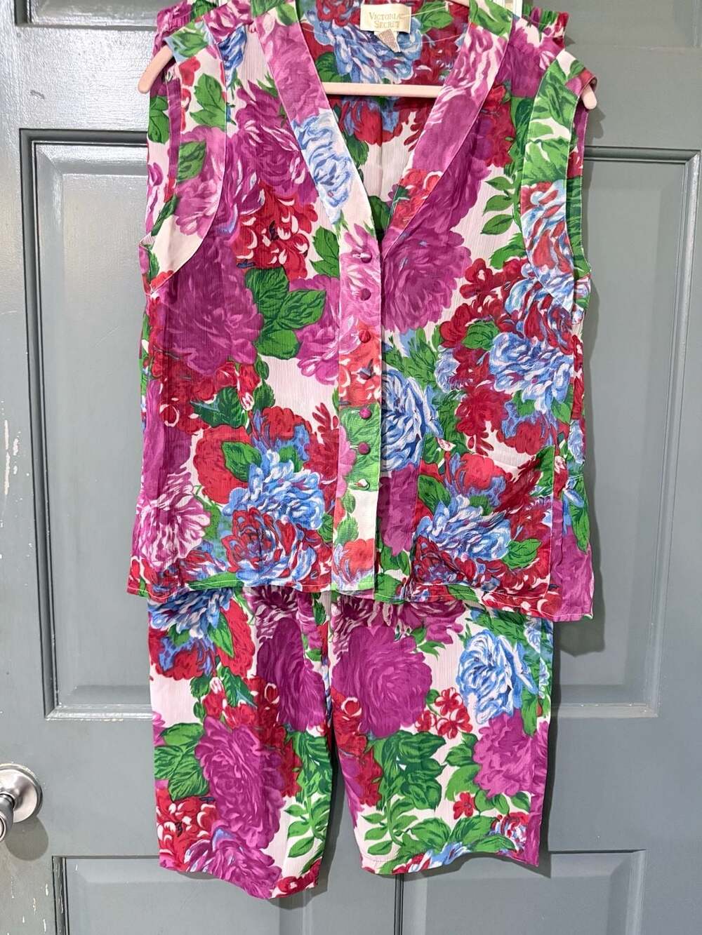 Vintage Victoria's Secret Gold Label Floral Two-Piece Pajama Set Cottage Core